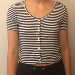 topshop petite striped t-shirt crop top size small